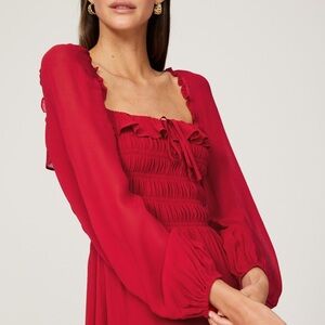 NWT Reformation Morris Mini Dress Cherry Red